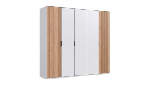 Wimex Dulap din pal, cu 5 usi, Tunis Alb / Stejar Artisan, l225xA58xH210 cm