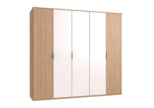 Wimex Dulap din pal, cu 5 usi, Tunis Stejar Artisan / Alb, l225xA58xH210 cm