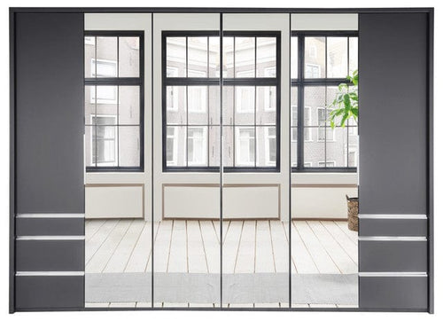 Wimex Dulap din pal, cu 6 usi, 6 sertare si oglinda, Everly Grafit, l300xA58xH216 cm