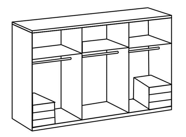 Wimex Dulap din pal, cu 6 usi, 6 sertare si oglinda, Level36 Black A Stejar, l300xA58xH216 cm