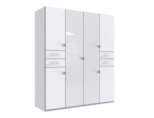 Wimex Dulap din pal, cu 6 usi si 4 sertare, Danzig Alb, l180xA58xH208 cm