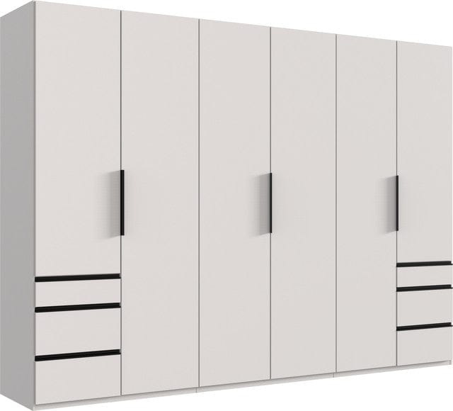 Wimex Dulap din pal, cu 6 usi si 6 sertare, Level36 Black A Alb, l300xA58xH216 cm