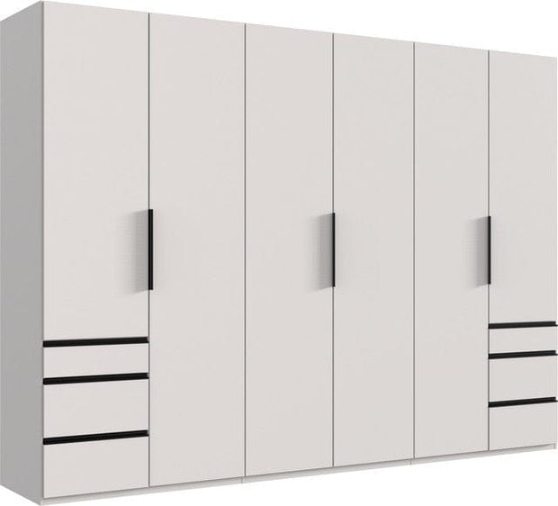 Wimex Dulap din pal, cu 6 usi si 6 sertare, Level36 Black A Alb, l300xA58xH216 cm