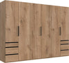 Wimex Dulap din pal, cu 6 usi si 6 sertare, Level36 Black A Stejar, l300xA58xH216 cm