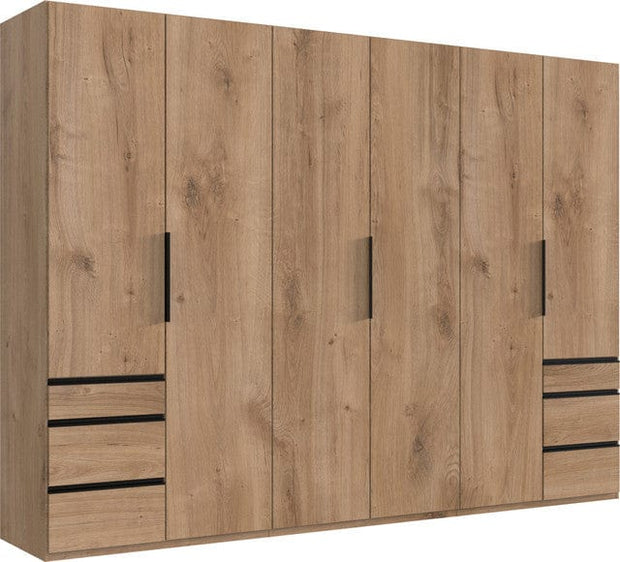 Wimex Dulap din pal, cu 6 usi si 6 sertare, Level36 Black A Stejar, l300xA58xH216 cm