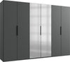 Wimex Dulap din pal, cu 6 usi si oglinda, Level36 Black A Grafit, l300xA58xH216 cm