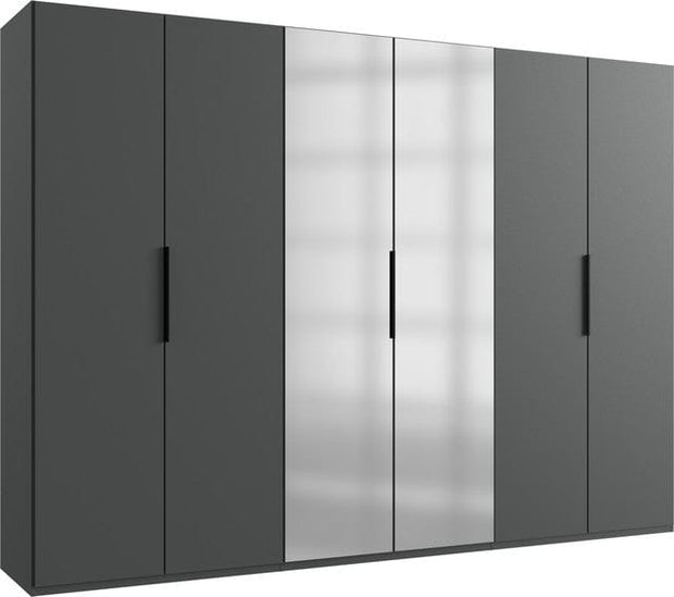Wimex Dulap din pal, cu 6 usi si oglinda, Level36 Black A Grafit, l300xA58xH216 cm