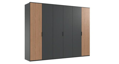 Wimex Dulap din pal, cu 6 usi, Tunis Grafit / Stejar Artisan, l270xA58xH210 cm