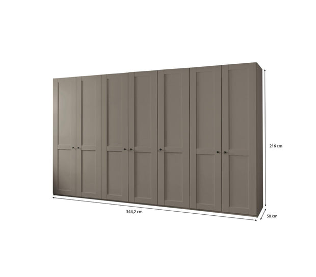 Dulap din pal cu 7 usi, Marlow Gri, l344,2xA58xH216 cm (1)