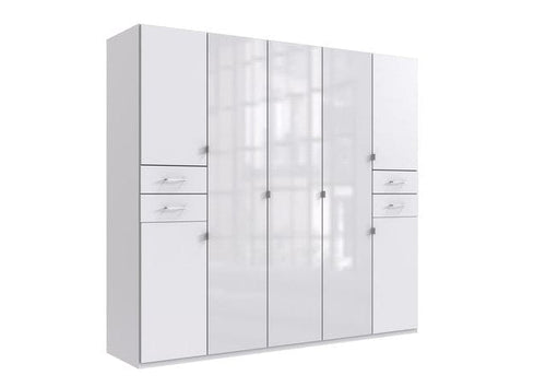 Wimex Dulap din pal, cu 7 usi si 4 sertare, Danzig Alb, l225xA58xH208 cm