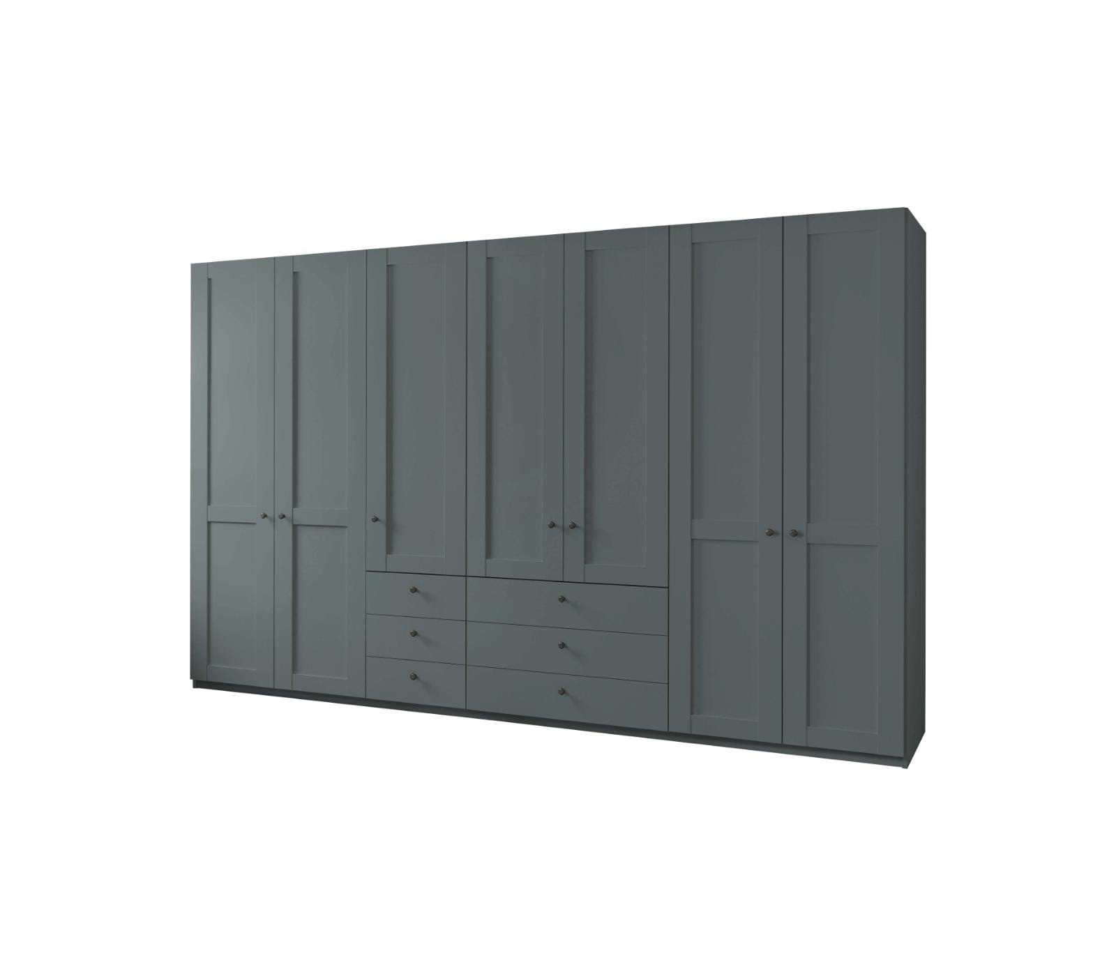 Dulap din pal, cu 7 usi si 6 sertare, Marlow Verde, l344,2xA58xH216 cm