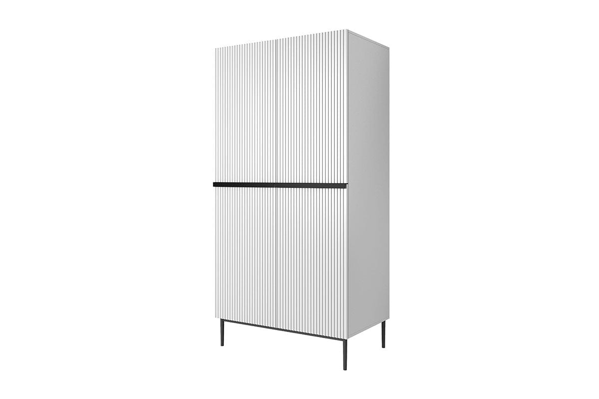 Bogart Dulap din pal, MDF si metal, cu 2 usi si 2 sertare, Nicole 100-2D2SZ Alb / Negru, l100xA62xH220 cm