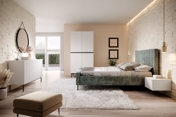 Bogart Dulap din pal, MDF si metal, cu 2 usi si 2 sertare, Nicole 100-2D2SZ Alb / Negru, l100xA62xH220 cm