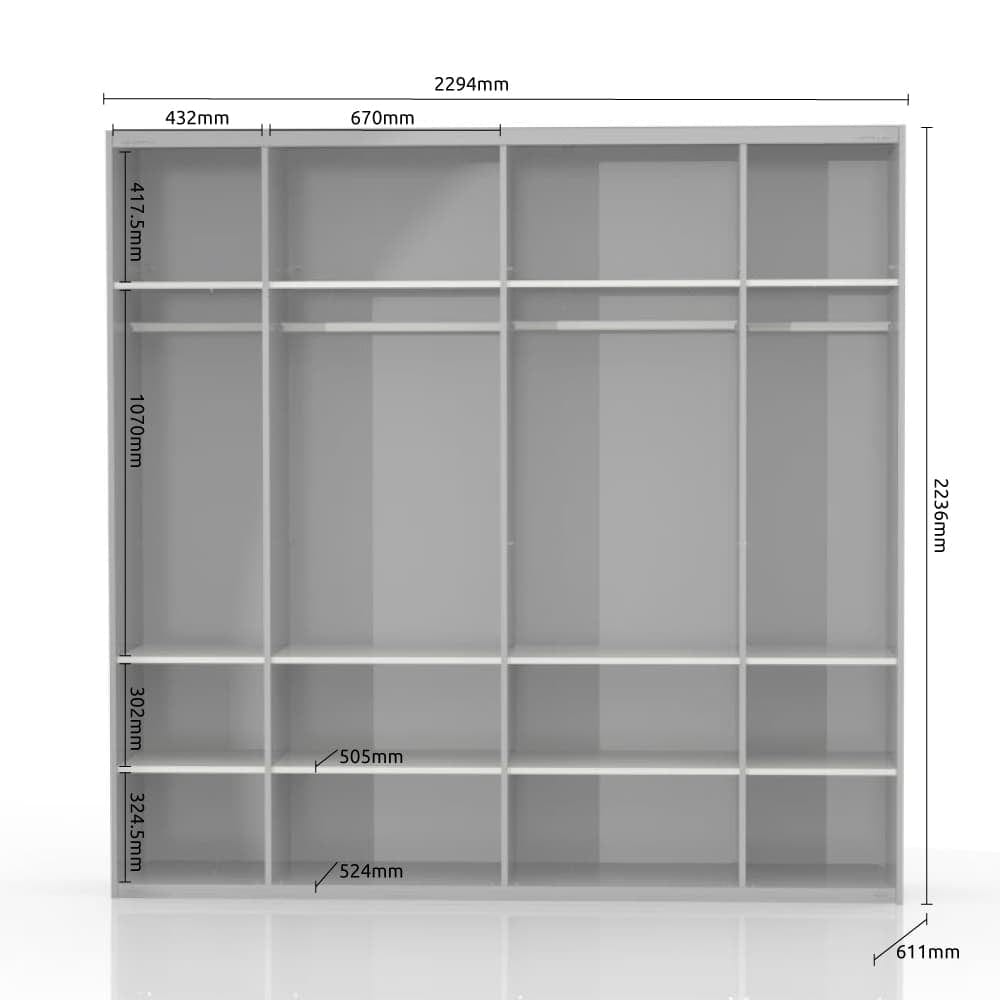 Jela Dulap din pal si MDF, cu 2 usi glisante, Gala Medium PK231/GL Bej / Nuc Pacific, l230xA61xH224 cm
