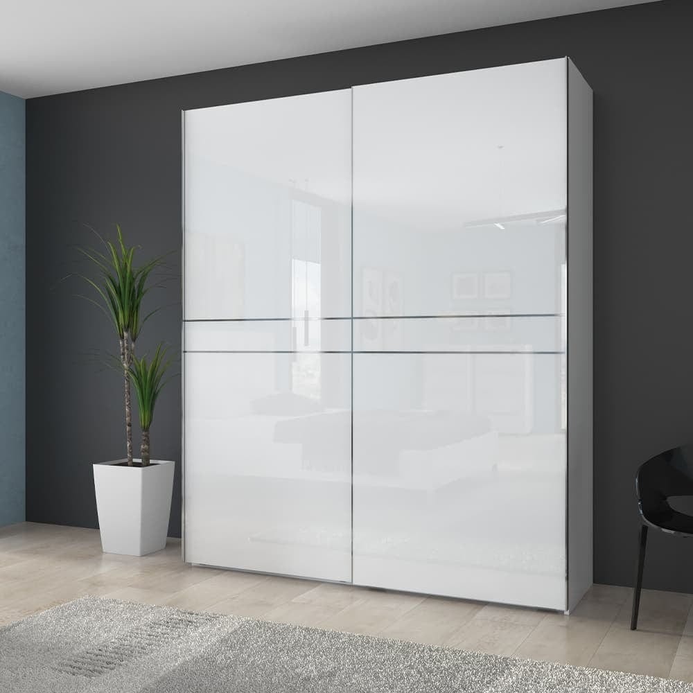 Jela Dulap din pal si MDF, cu 2 usi glisante, Piano PK181/PN Small Alb, l182xA61xH224 cm