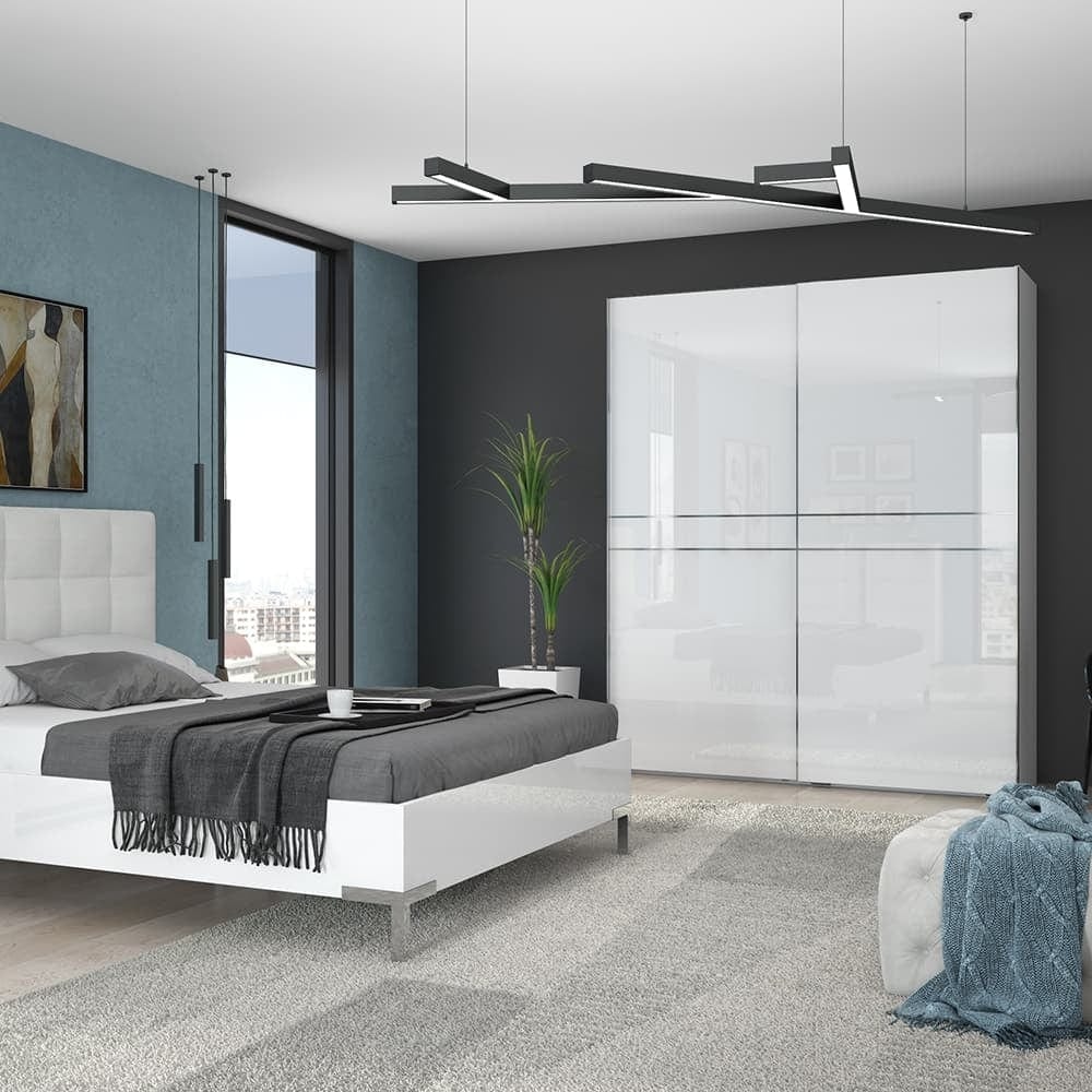 Jela Dulap din pal si MDF, cu 2 usi glisante, Piano PK181/PN Small Alb, l182xA61xH224 cm