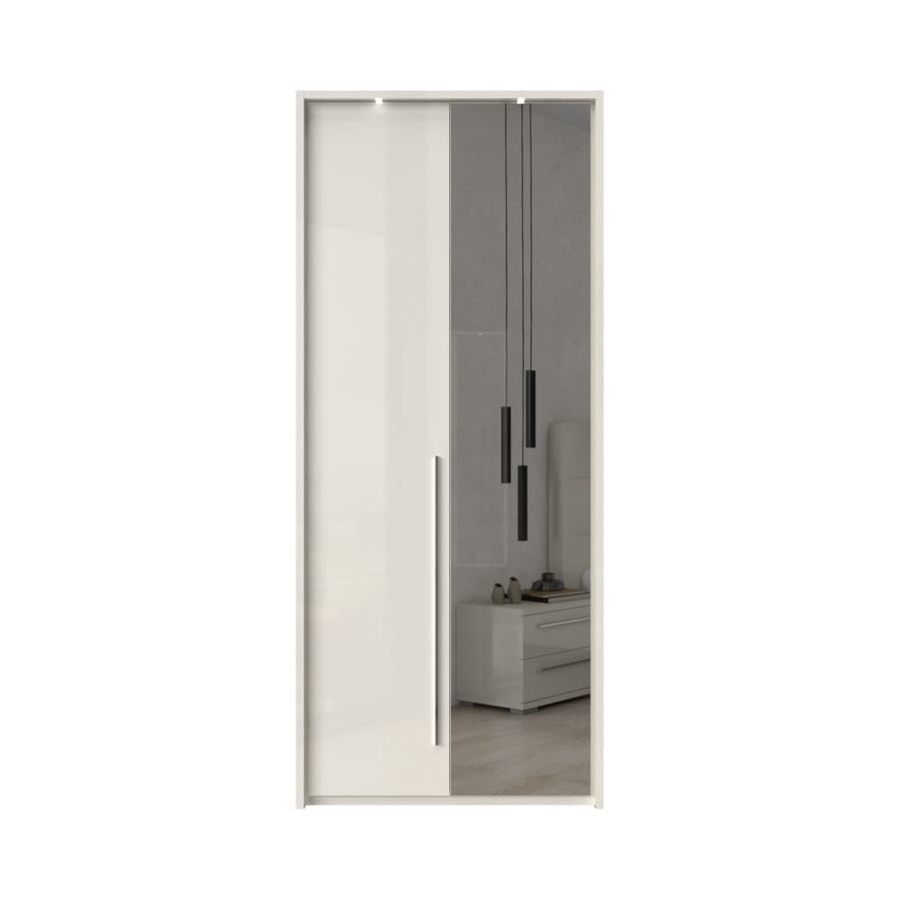 Jela Dulap din pal si MDF, cu 2 usi, oglinda si LED inclus, Piano Stripes P2B-1OG/PN Bej, l97xA60xH226 cm