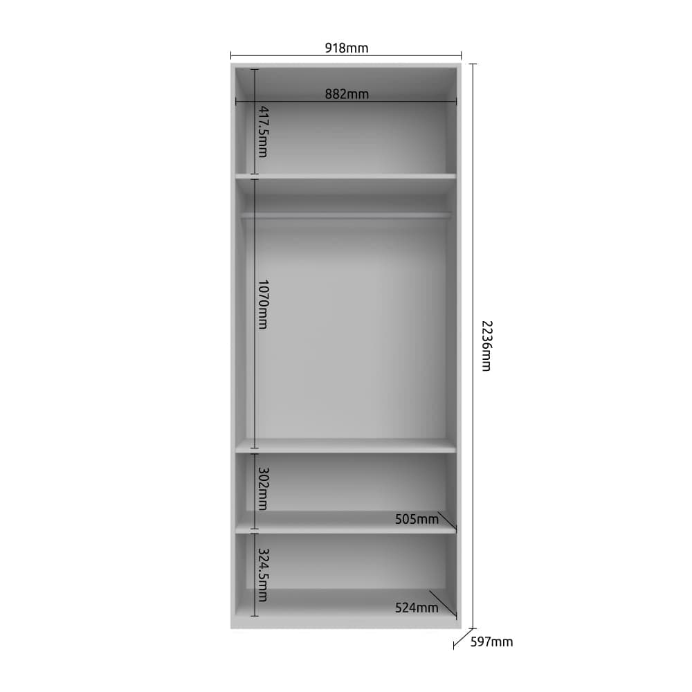 Jela Dulap din pal si MDF, cu 2 usi, Piano Stripes P2A/PN Bej, l97xA60xH226 cm