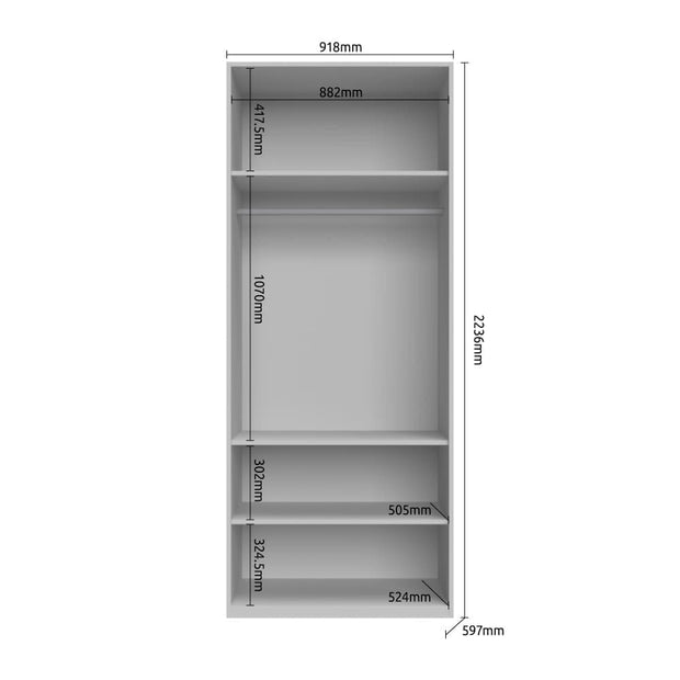 Jela Dulap din pal si MDF, cu 2 usi, Piano Stripes P2A/PN Bej, l97xA60xH226 cm
