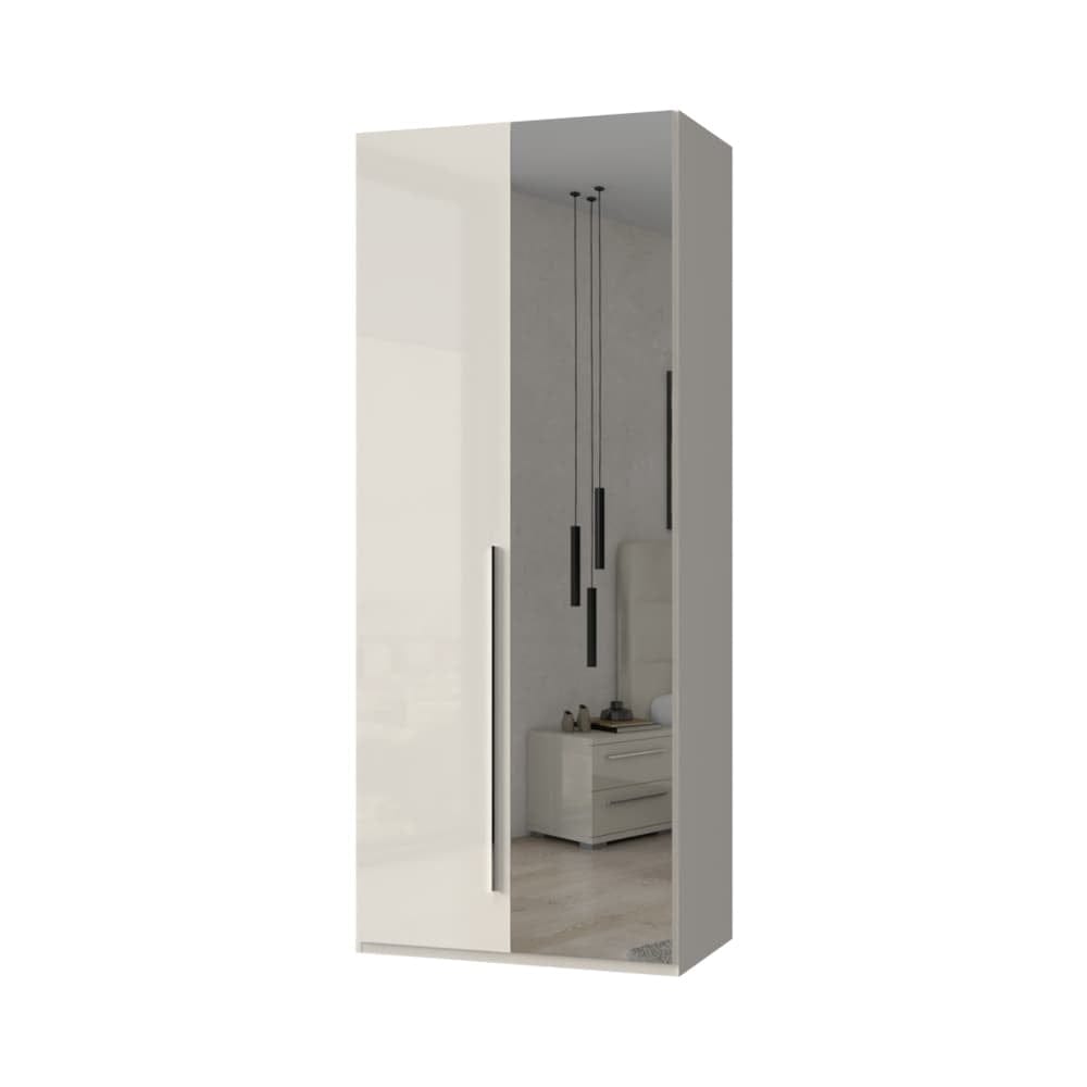 Jela Dulap din pal si MDF, cu 2 usi si oglinda, Piano P2-1OG/PN Bej, l92xA56xH224 cm