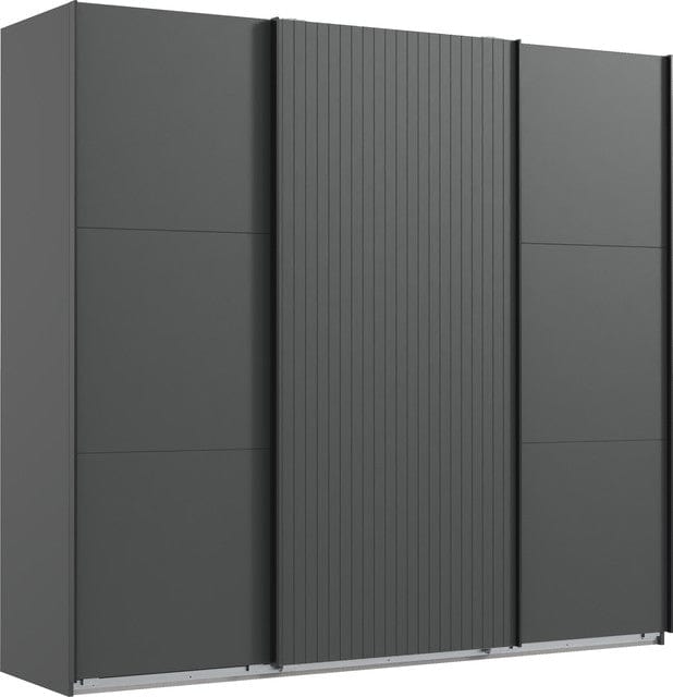 Dulap din pal si MDF, cu 3 usi glisante, Andorra Grafit, l250xA65xH216 cm (1)