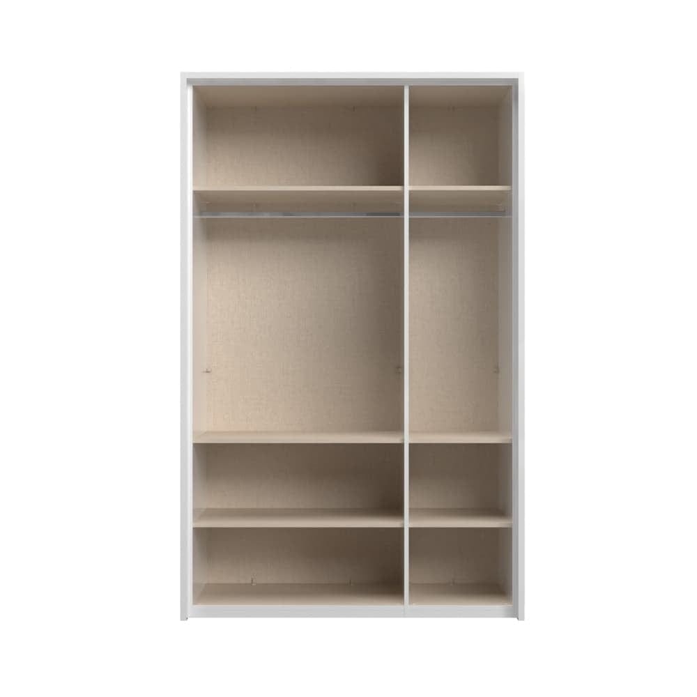 Jela Dulap din pal si MDF, cu 3 usi si LED inclus, Avis Stripes P3B/AV Alb / Nuc Pacific, l142xA60xH227 cm