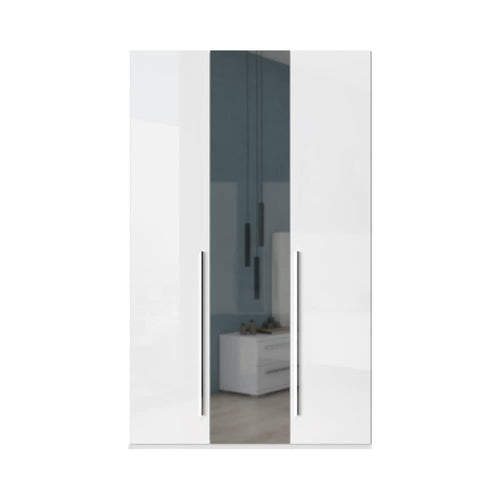 Jela Dulap din pal si MDF, cu 3 usi si oglinda, Piano P3-1OG/PN Alb, l137xA56xH224 cm