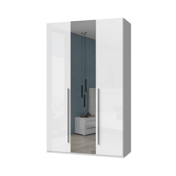 Jela Dulap din pal si MDF, cu 3 usi si oglinda, Piano P3-1OG/PN Alb, l137xA56xH224 cm