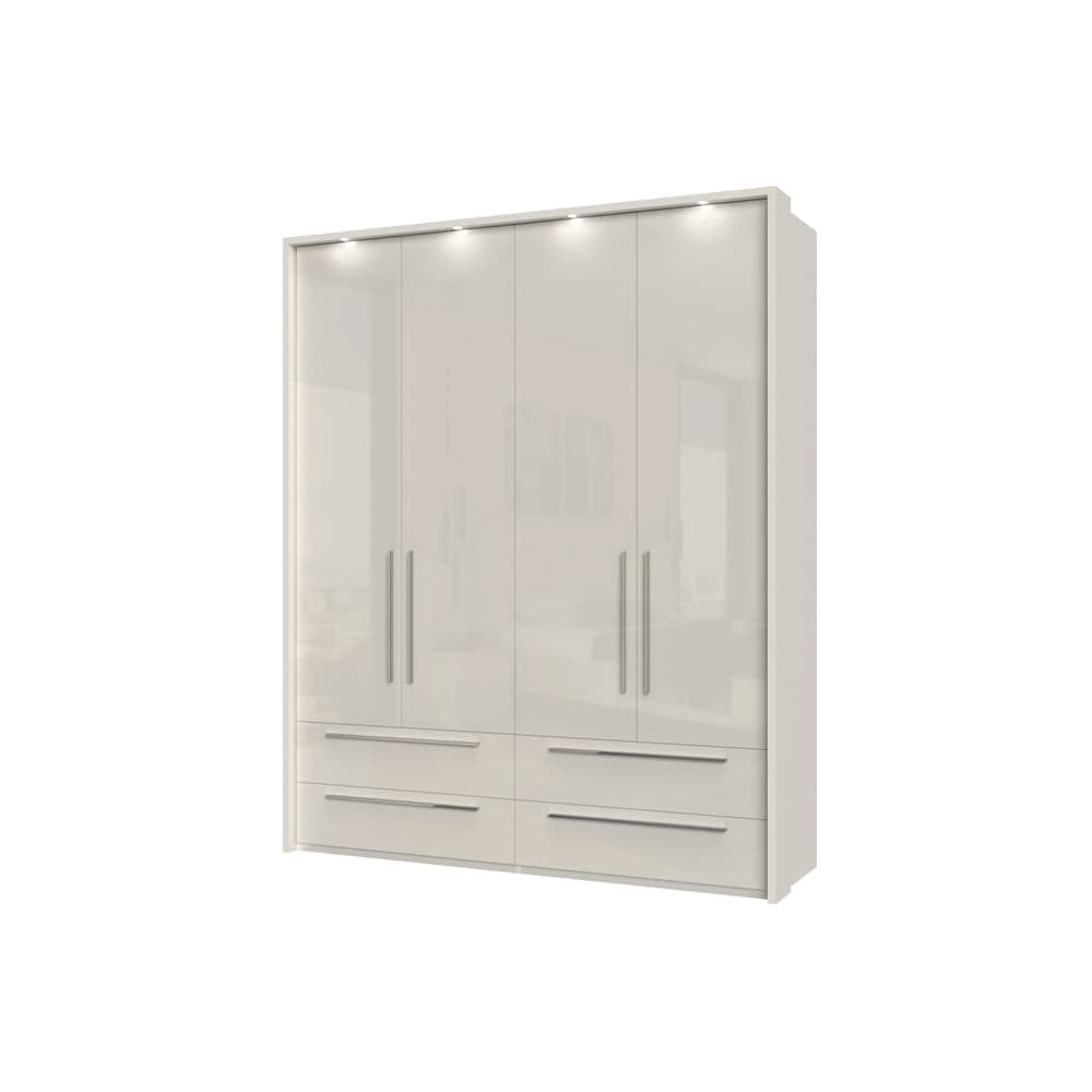 Jela Dulap din pal si MDF, cu 4 usi, 4 sertare si LED inclus, Piano Stripes P44B/PN Bej, l187xA60xH226 cm