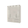 Jela Dulap din pal si MDF, cu 4 usi, 4 sertare si LED inclus, Piano Stripes P44B/PN Bej, l187xA60xH226 cm