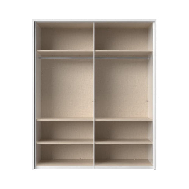 Jela Dulap din pal si MDF, cu 4 usi, Avis Stripes P4A/AV Alb / Nuc Pacific, l187xA60xH227 cm