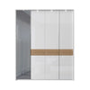 Jela Dulap din pal si MDF, cu 4 usi, oglinda si LED inclus, Avis Stripes P4B-1OG/AV Alb / Nuc Pacific, l187xA60xH227 cm