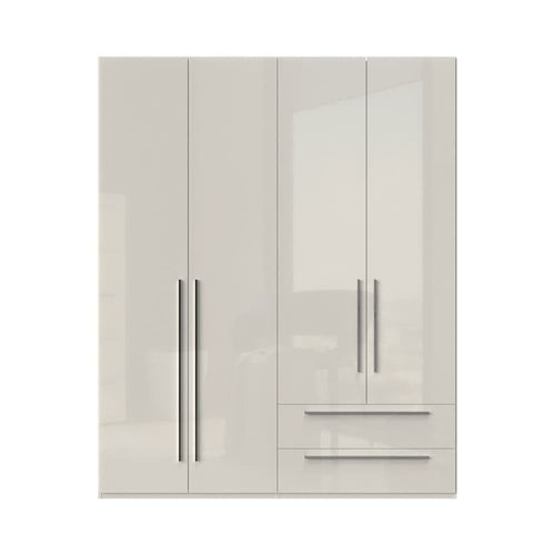 Jela Dulap din pal si MDF, cu 4 usi si 2 sertare, Piano P42-2/PN Bej, l182xA56xH224 cm