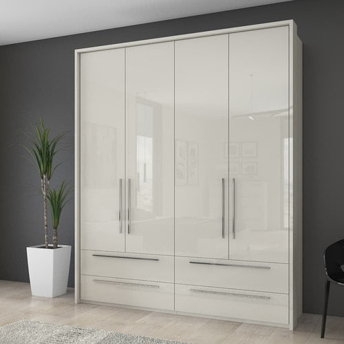 Jela Dulap din pal si MDF, cu 4 usi si 4 sertare, Piano P44/PN Bej, l182xA56xH224 cm