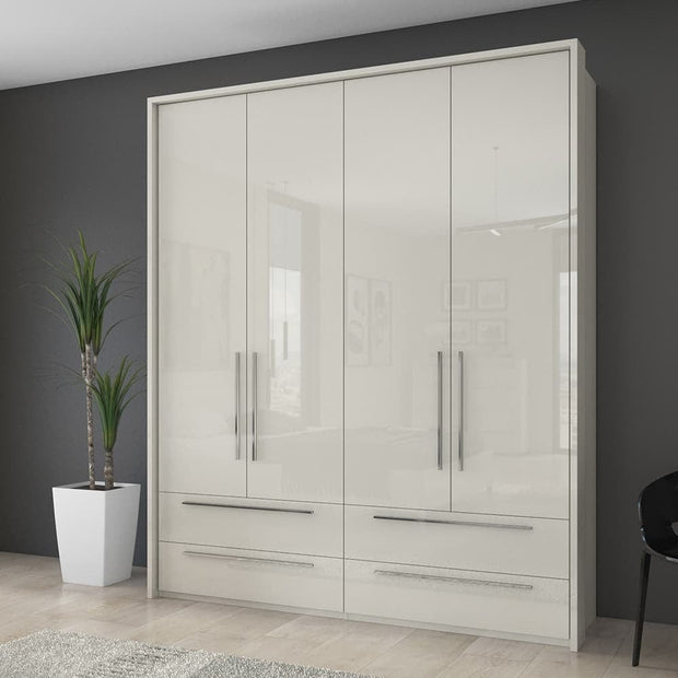 Jela Dulap din pal si MDF, cu 4 usi si 4 sertare, Piano P44/PN Bej, l182xA56xH224 cm