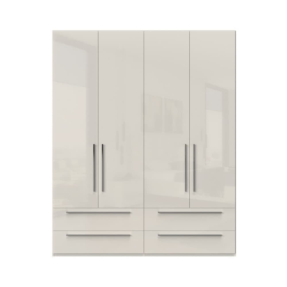 Jela Dulap din pal si MDF, cu 4 usi si 4 sertare, Piano P44/PN Bej, l182xA56xH224 cm