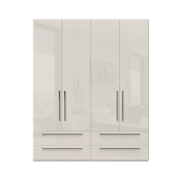 Jela Dulap din pal si MDF, cu 4 usi si 4 sertare, Piano P44/PN Bej, l182xA56xH224 cm