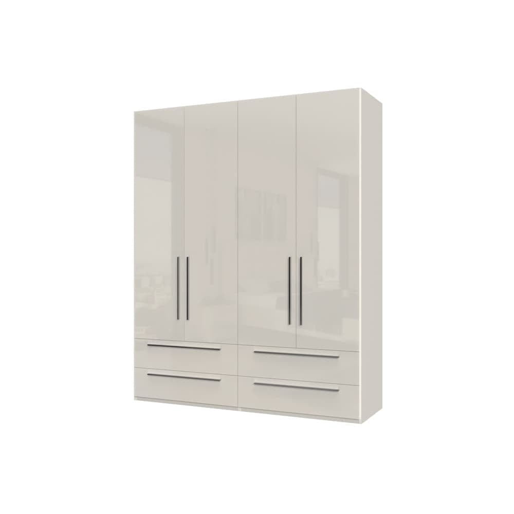 Jela Dulap din pal si MDF, cu 4 usi si 4 sertare, Piano P44/PN Bej, l182xA56xH224 cm