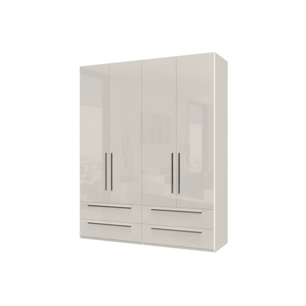 Jela Dulap din pal si MDF, cu 4 usi si 4 sertare, Piano P44/PN Bej, l182xA56xH224 cm