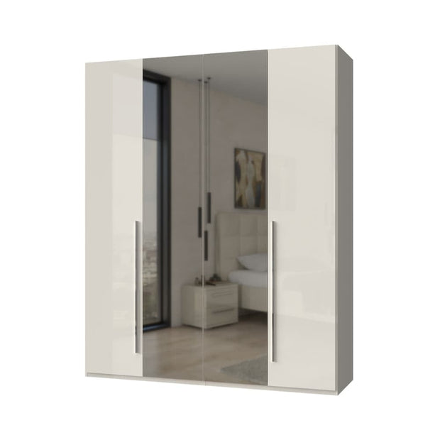 Jela Dulap din pal si MDF, cu 4 usi si oglinda, Piano P4-2OG/PN Bej, l182xA56xH224 cm