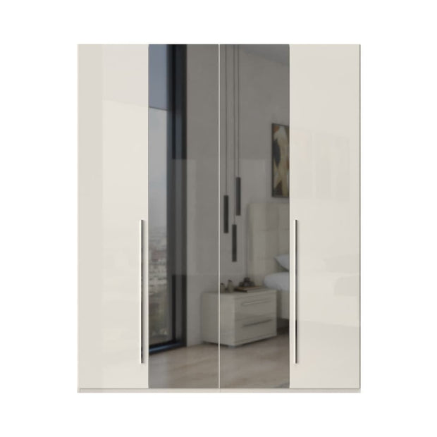 Dulap din pal si MDF, cu 4 usi si oglinda, Piano P4-2OG/PN Bej, l182xA56xH224 cm