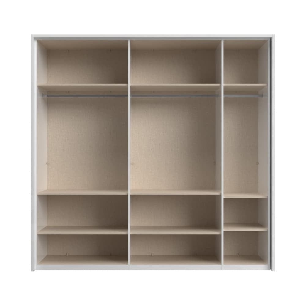 Jela Dulap din pal si MDF, cu 5 usi si oglinda, Avis Stripes P5A-1OG/AV Alb / Nuc Pacific, l232xA60xH227 cm