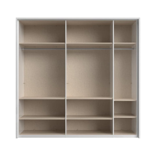 Jela Dulap din pal si MDF, cu 5 usi si oglinda, Avis Stripes P5A-1OG/AV Alb / Nuc Pacific, l232xA60xH227 cm