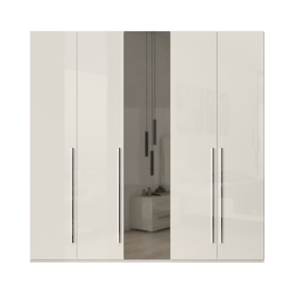 Jela Dulap din pal si MDF, cu 5 usi si oglinda, Piano P5-1OG/PN Bej, l227xA56xH224 cm