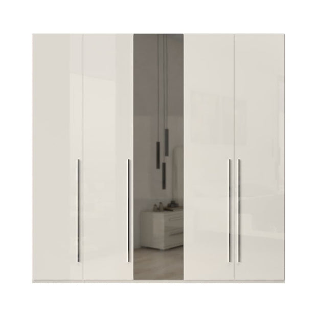 Jela Dulap din pal si MDF, cu 5 usi si oglinda, Piano P5-1OG/PN Bej, l227xA56xH224 cm