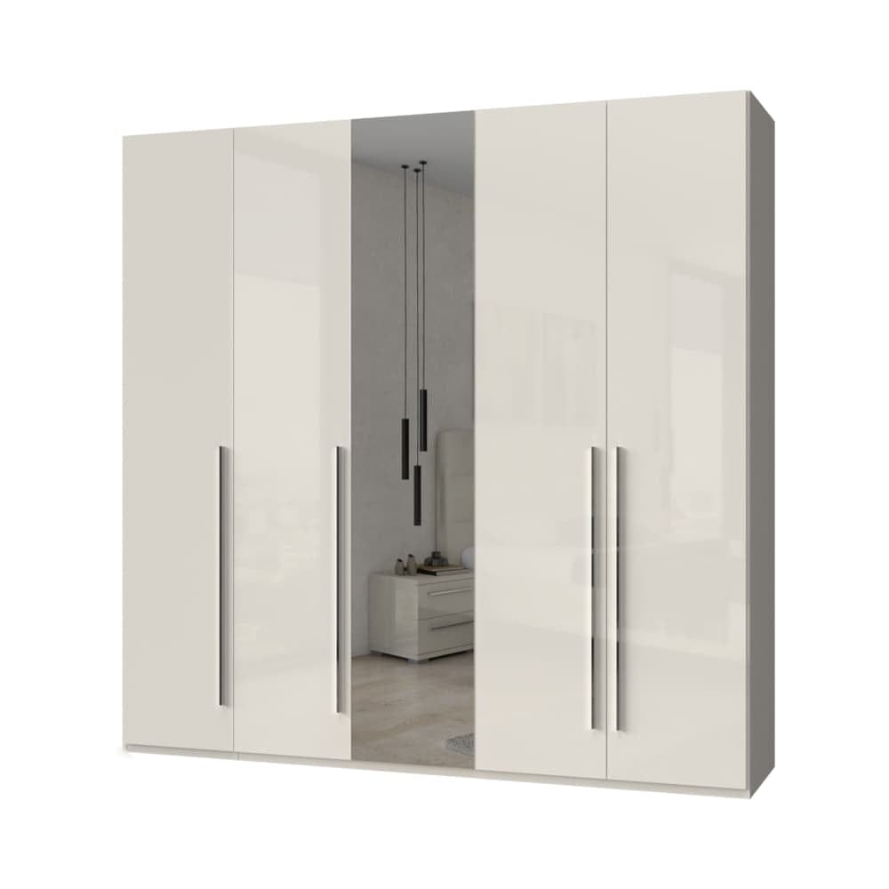 Jela Dulap din pal si MDF, cu 5 usi si oglinda, Piano P5-1OG/PN Bej, l227xA56xH224 cm