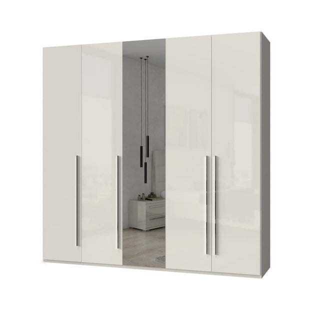 Jela Dulap din pal si MDF, cu 5 usi si oglinda, Piano P5-1OG/PN Bej, l227xA56xH224 cm