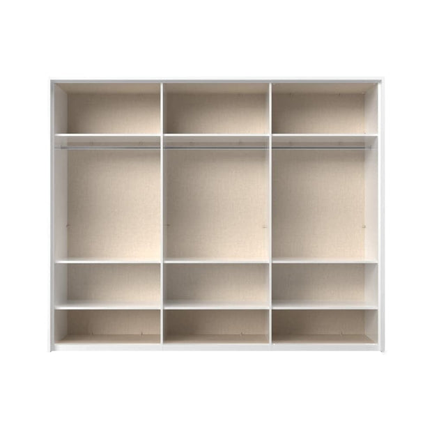 Jela Dulap din pal si MDF, cu 6 usi, oglinda si LED inclus, Avis Stripes P6B-6OG/AV Mirror Alb, l277xA60xH227 cm