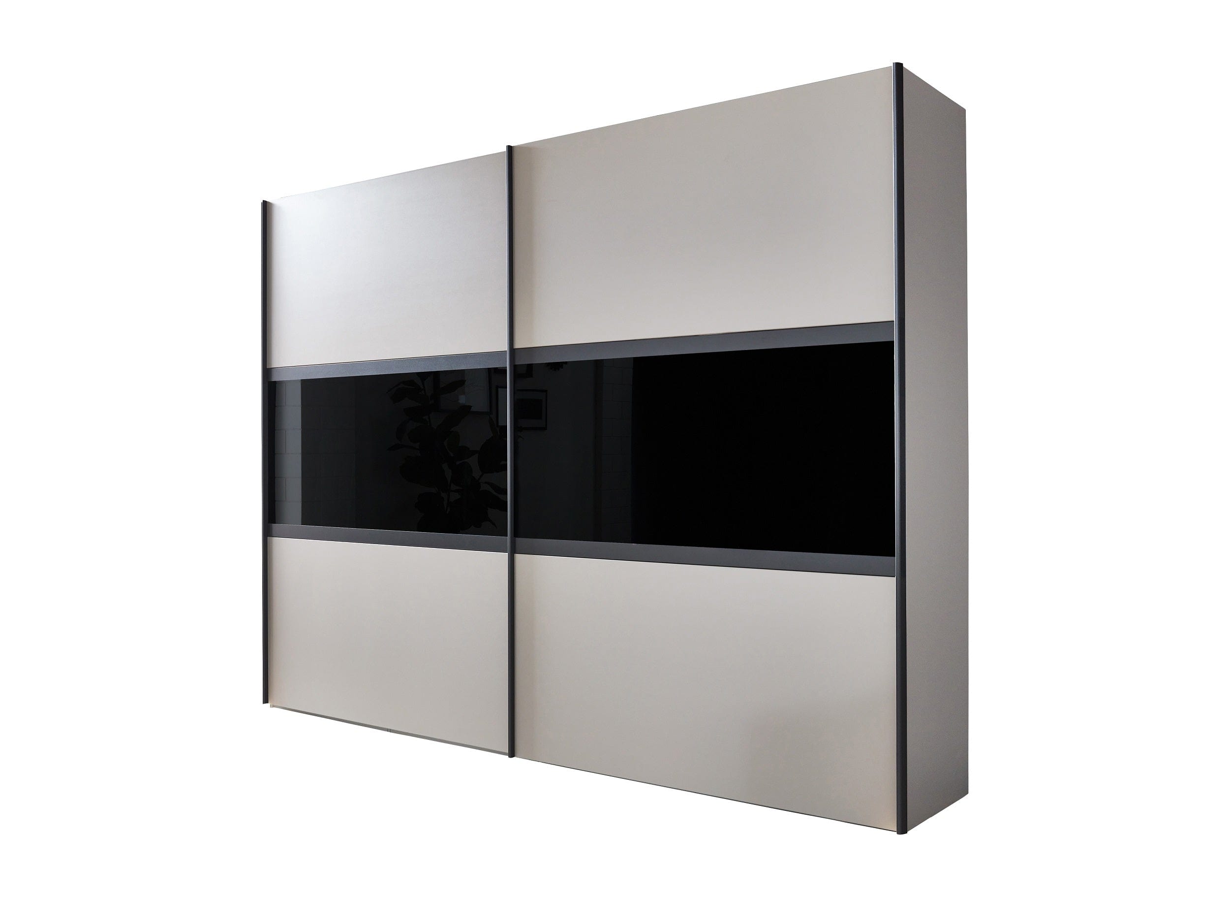 Wiemann Dulap din pal si sticla, cu 2 usi glisante, Split Pebble Grej, l200xA67xH217 cm