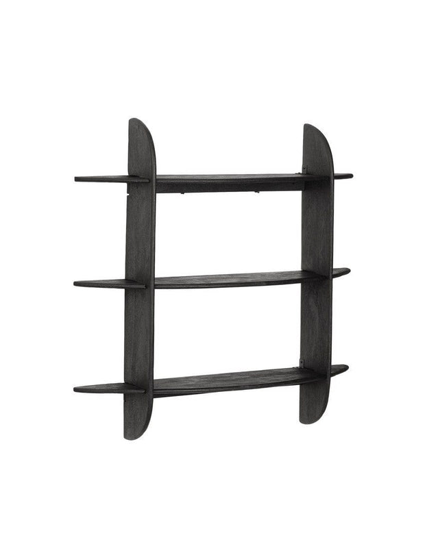 Etajera suspendata din lemn de mango, Westwood 3S Negru, l100xA23xH100 cm